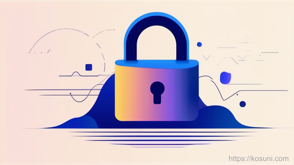 Padlock blocking Bluetooth signal waves in minimal style