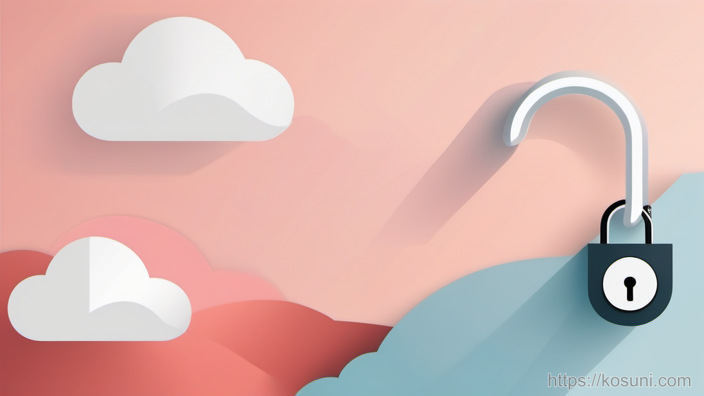 Padlock and keyring next to a cloud symbol