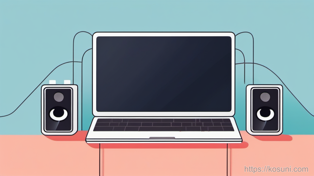 Laptop audio outputs showing headset versus speakers selection