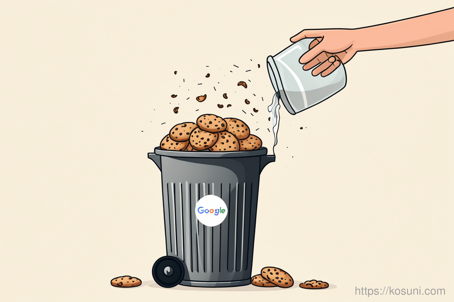 Cookie jar labeled google.com being emptied