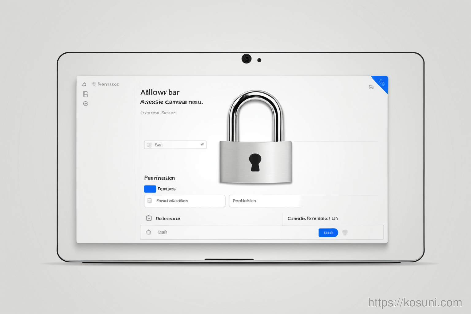 Browser address bar with padlock and permissions menu