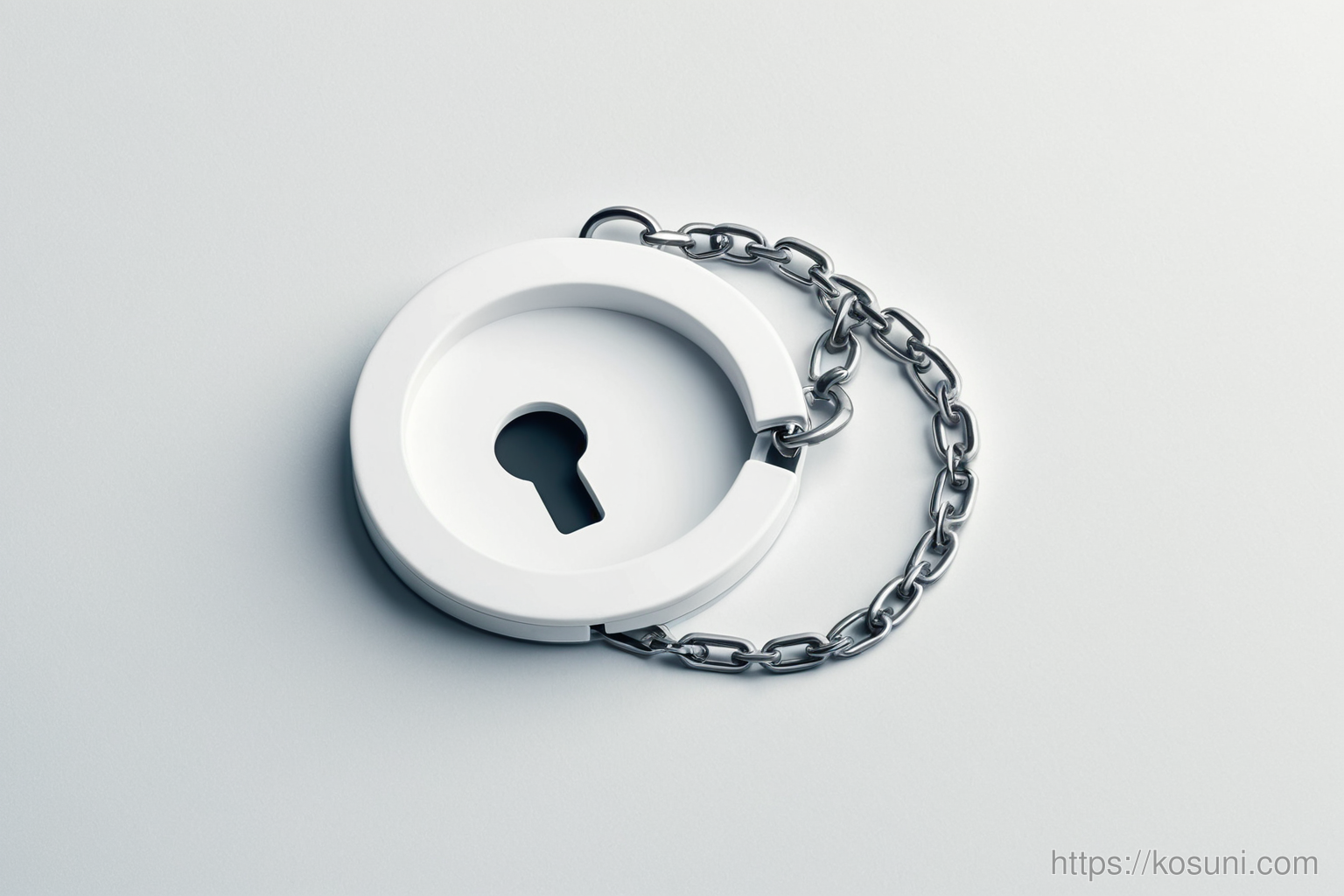 Broken sign-in loop metaphor with keyhole and chain