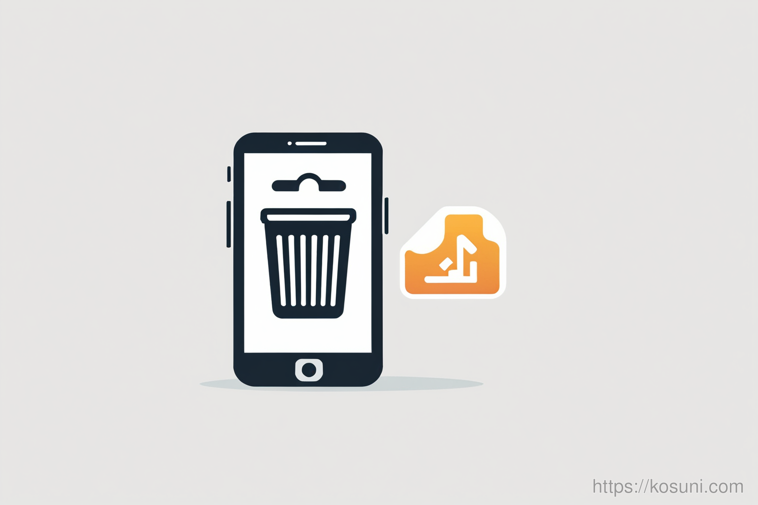 Phone with trash can icon for clearing cache