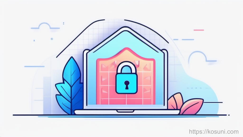 Shield and key symbols for securing an account