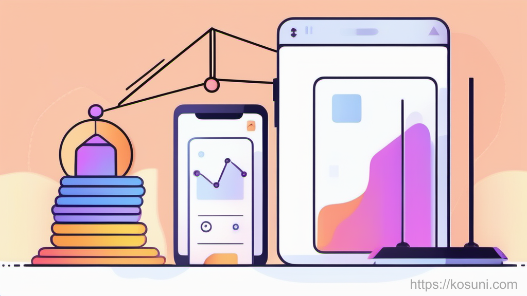 Balancing scale comparing phone distractions and focused work