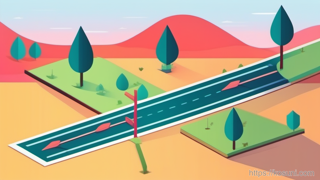 Decision signpost with branching arrows for build setup choices