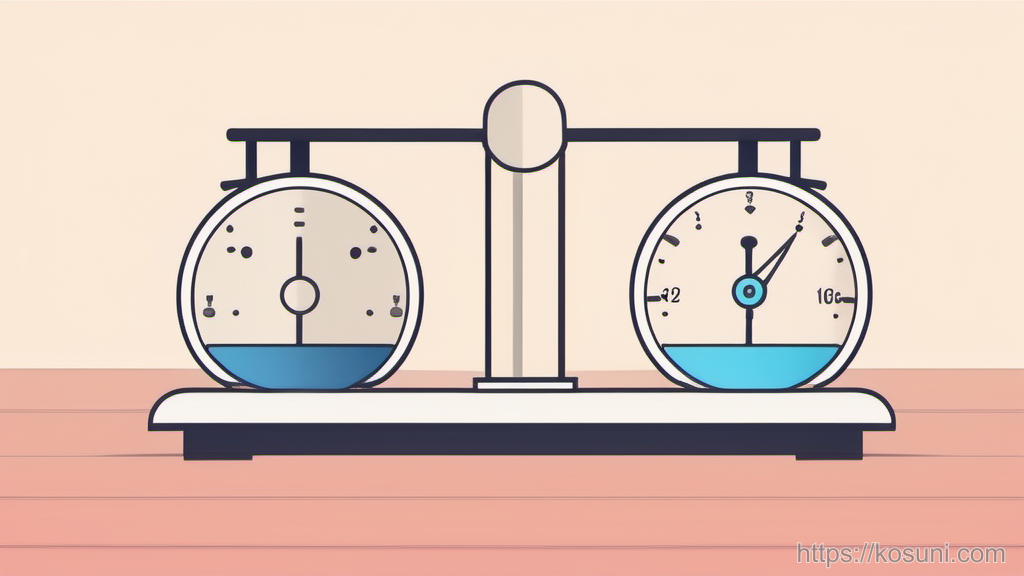 Balance scale comparing two analytics gauges