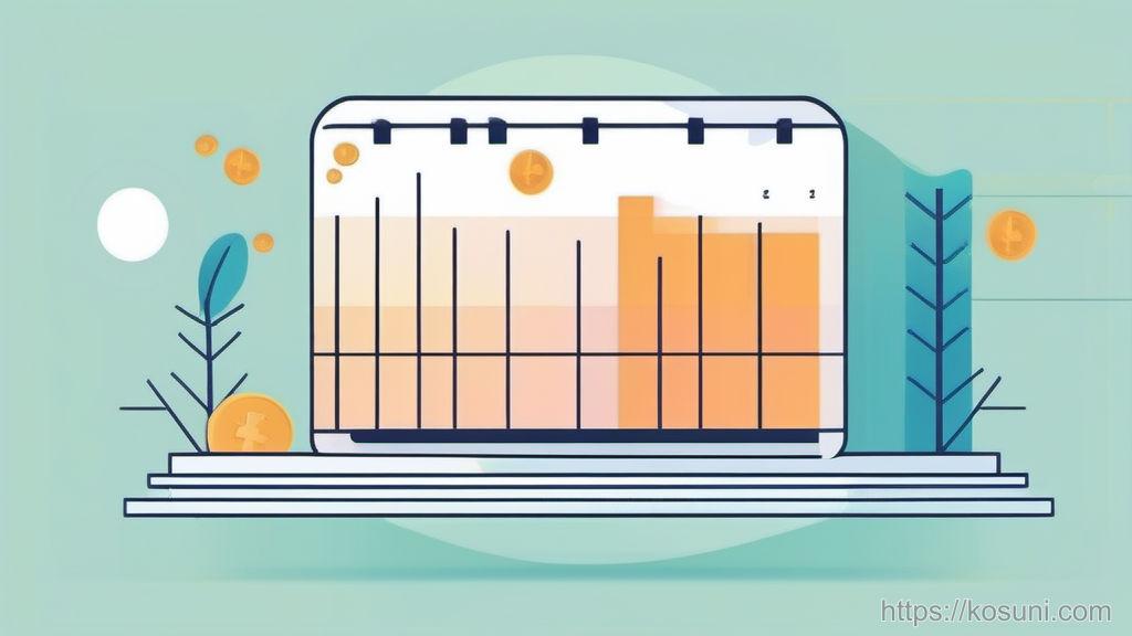 Scale balancing coins and a calendar tile illustration