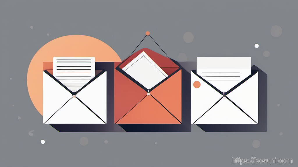 Envelopes linked by tags representing hidden message IDs