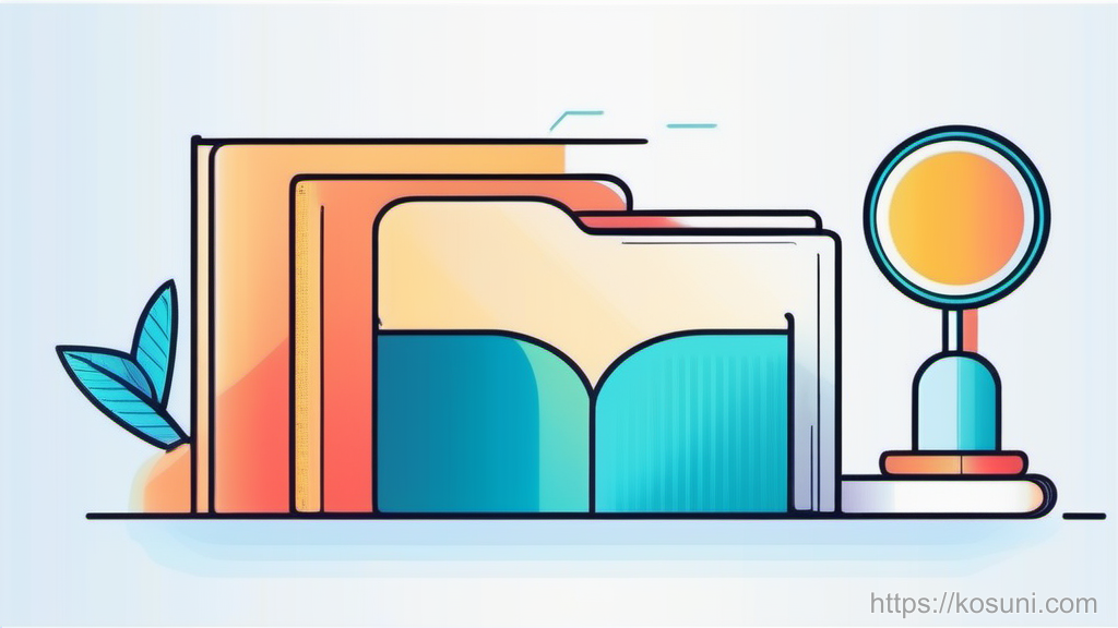 Minimal folders and magnifying glass for simple organization