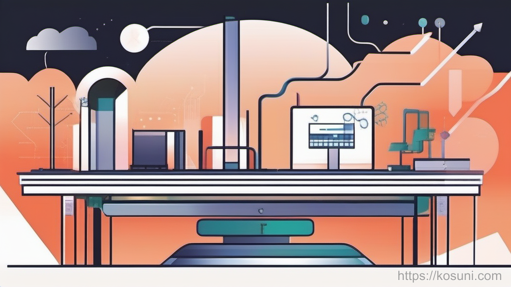 Abstract scale balancing two metric blocks with node arrows