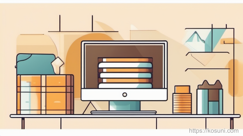 Cookie icon beside stacked storage boxes and compartments