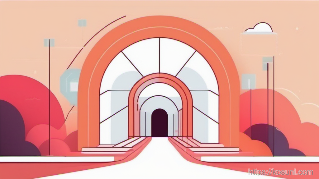 VPN tunnel icon beside browser shield on split background