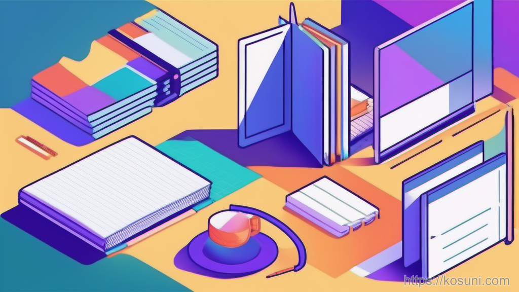 Simple folder stack connected to one central notebook