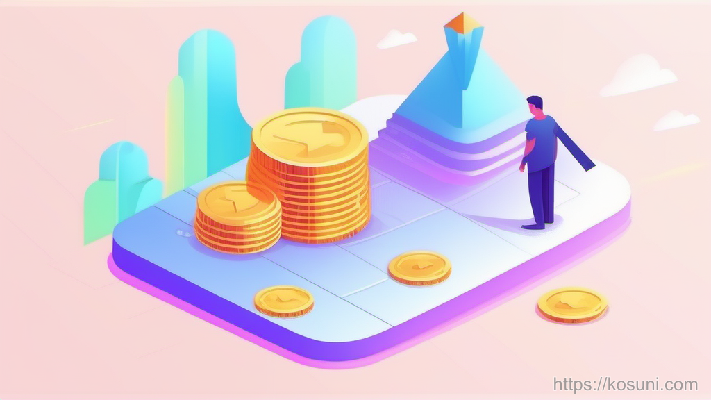 Coins and downward line showing mortgage points tradeoff