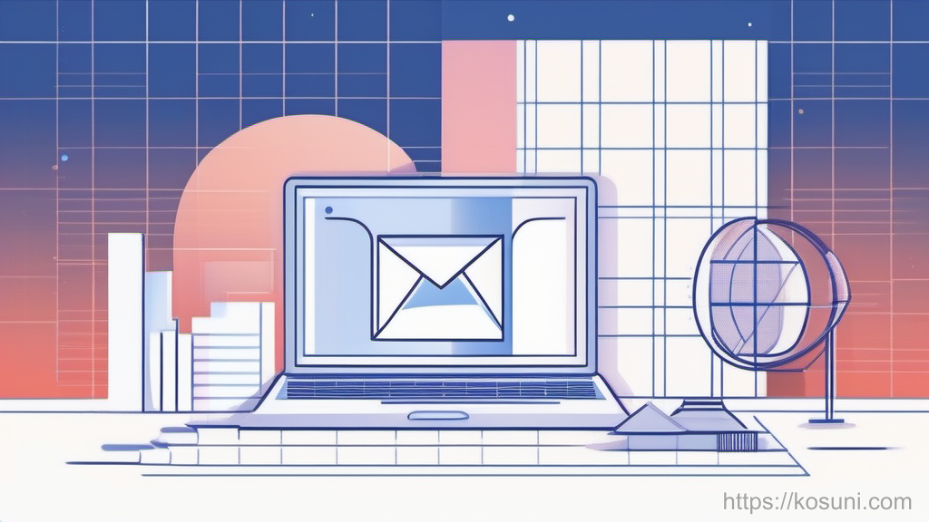 Compass and envelope icon on blueprint grid background