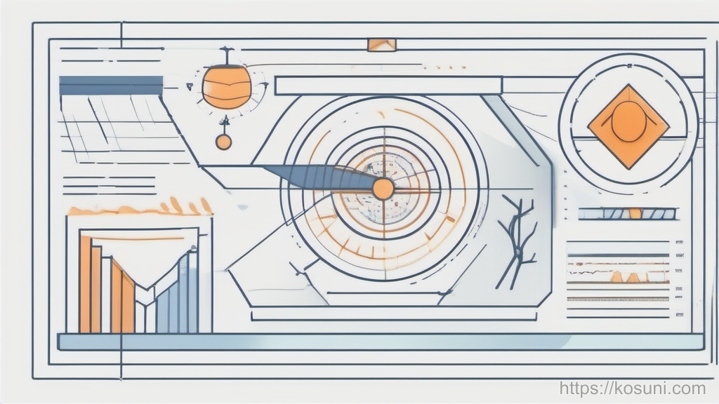 Warning triangle and high needle gauge on grid background