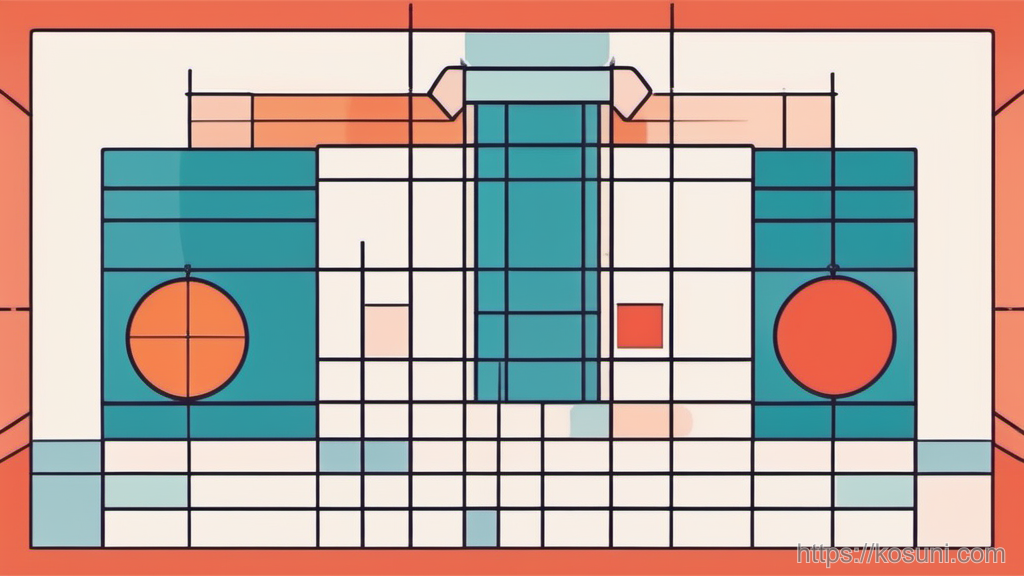 Abstract grid scorecard with checkmarks and warnings