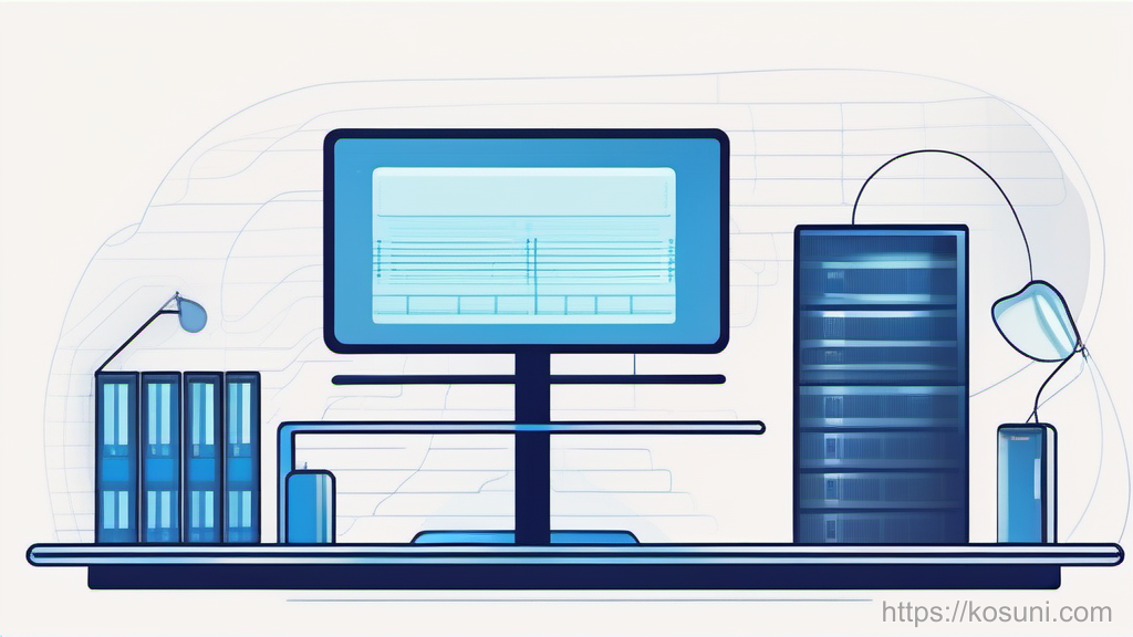 Scale balancing keys with server silhouette in background