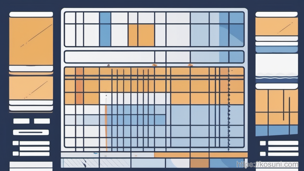 Abstract scorecard grid with checkboxes and proxy arrows