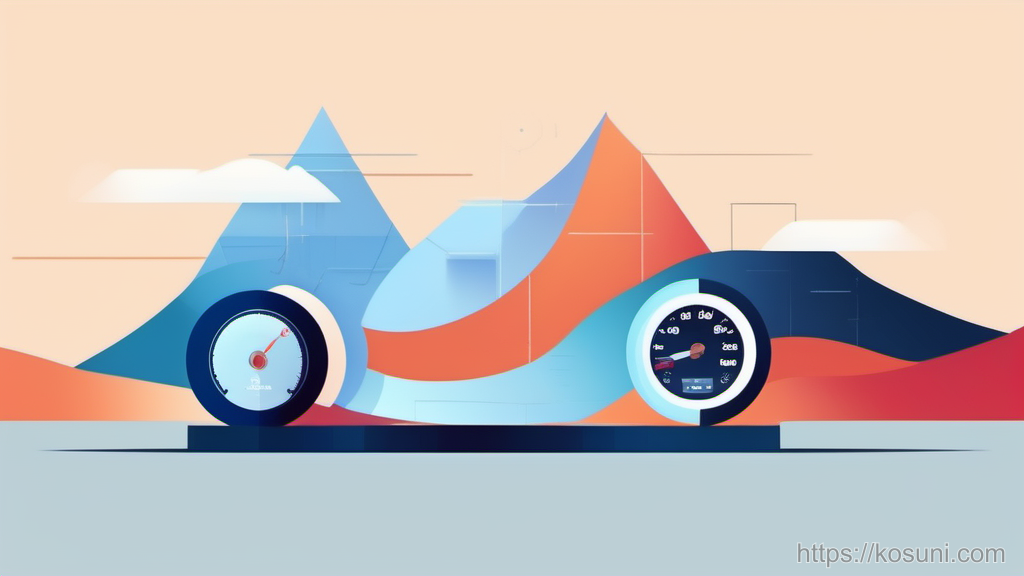 Speedometer metaphor with simple tab stack icon