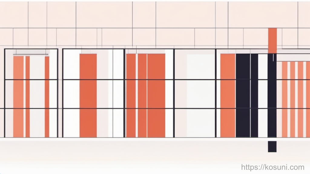 Abstract scorecard grid comparing three columns with dot markers