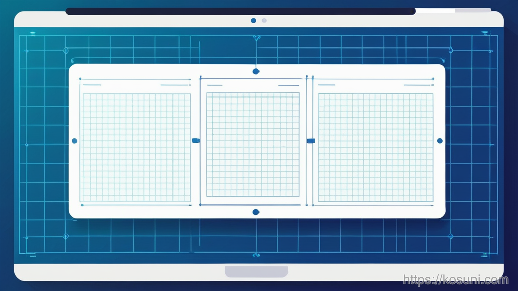 Drafting tools and design cards on a grid