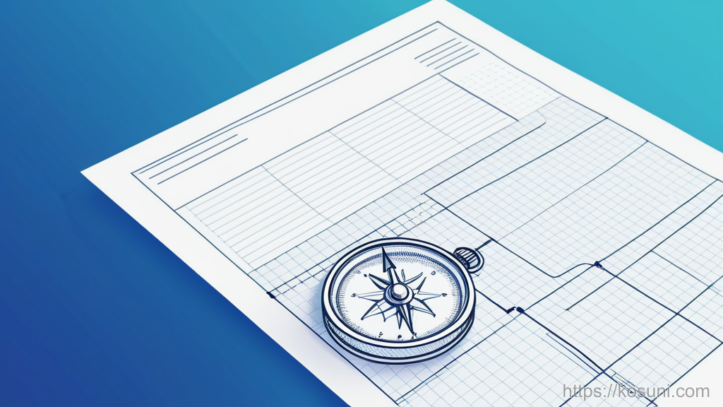 Compass and receipt ribbon as a simple tax metaphor