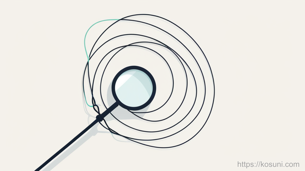 Magnifying glass over a tangled knot of wires