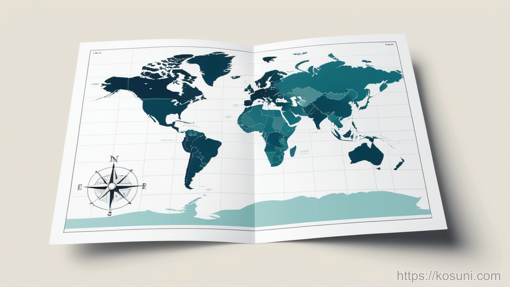 Compass and map showing simple branching choices