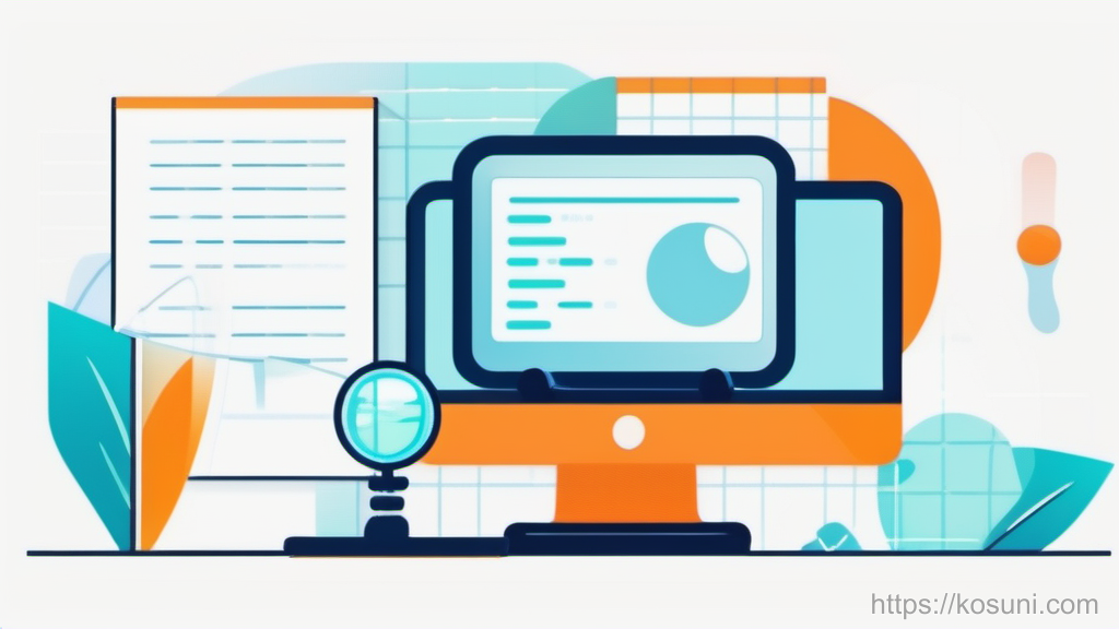 Magnifying glass inspecting an HTML document icon