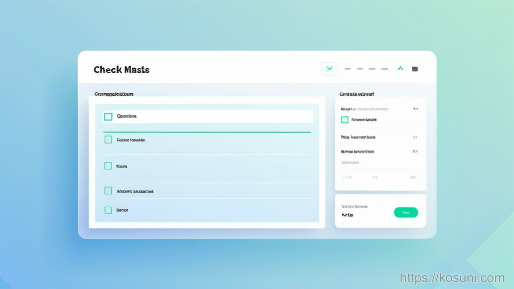 Translucent checklist card next to a video file tile