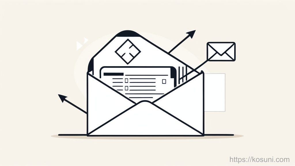 Mailbox sending an envelope and receiving a receipt card