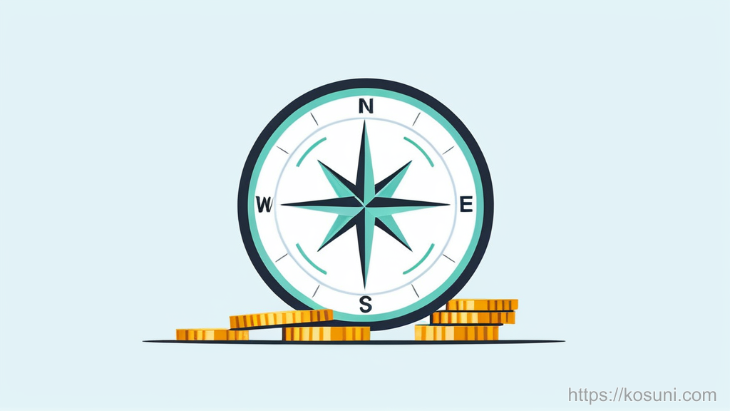 Compass on a coin symbolizing a clear investing direction