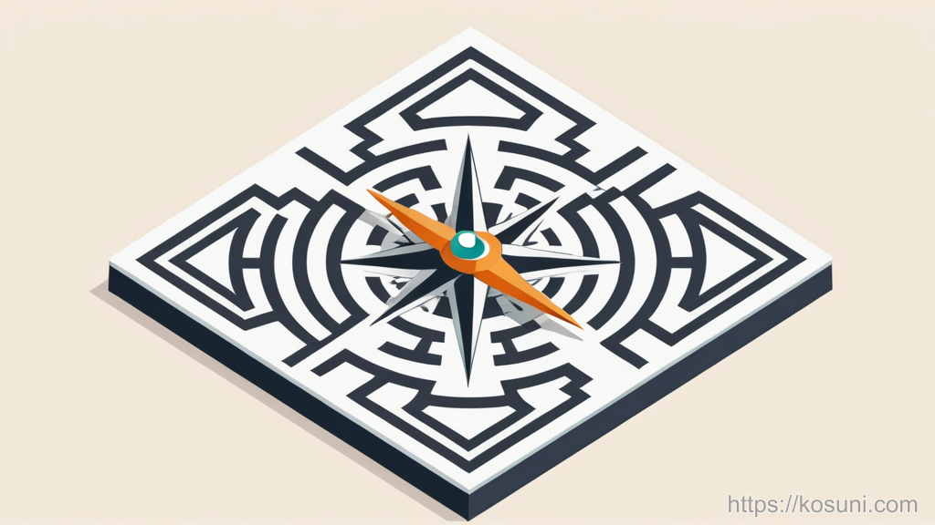Compass on maze tile showing a clear path