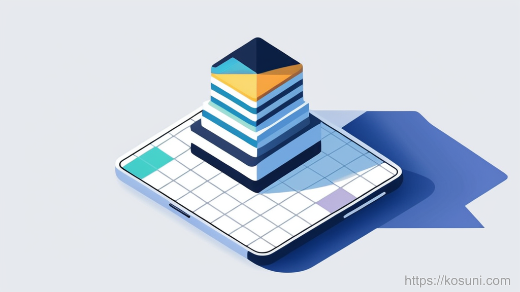 Highlighted UI tile stack representing visual hierarchy