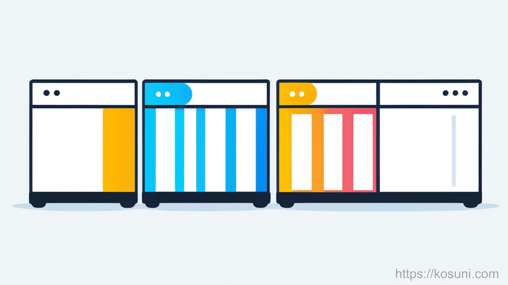 Four storage categories shown as simple colored buckets