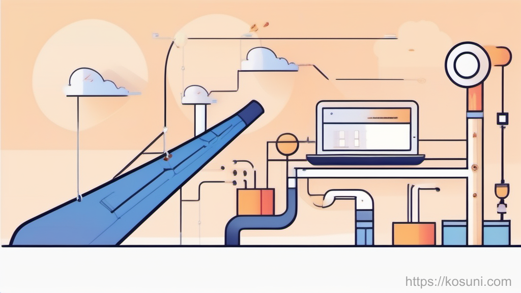 Abstract funnel and blocked pipeline representing stuck downloads