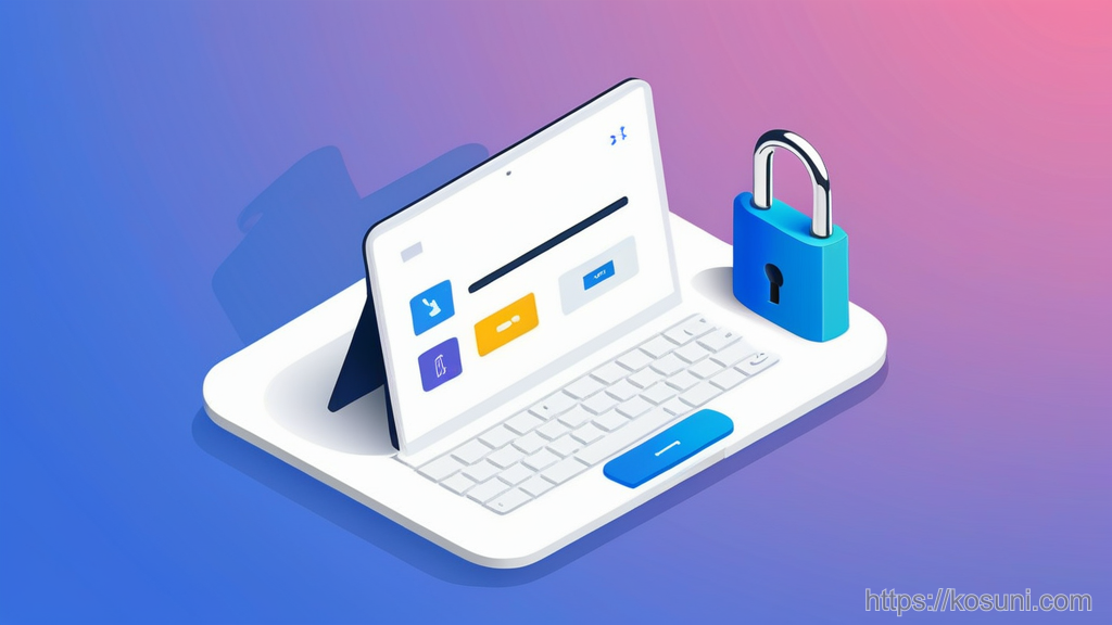 Padlock and key icon with security check badge