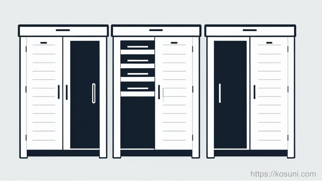 Closet and cloud shapes showing local versus cloud storage