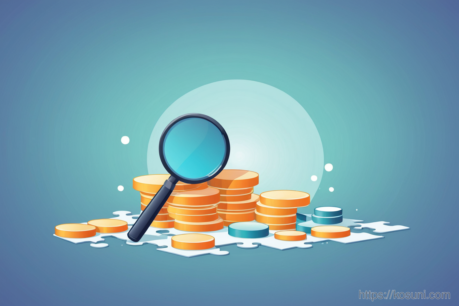 SEO hero image showing a magnifying glass over puzzle pieces