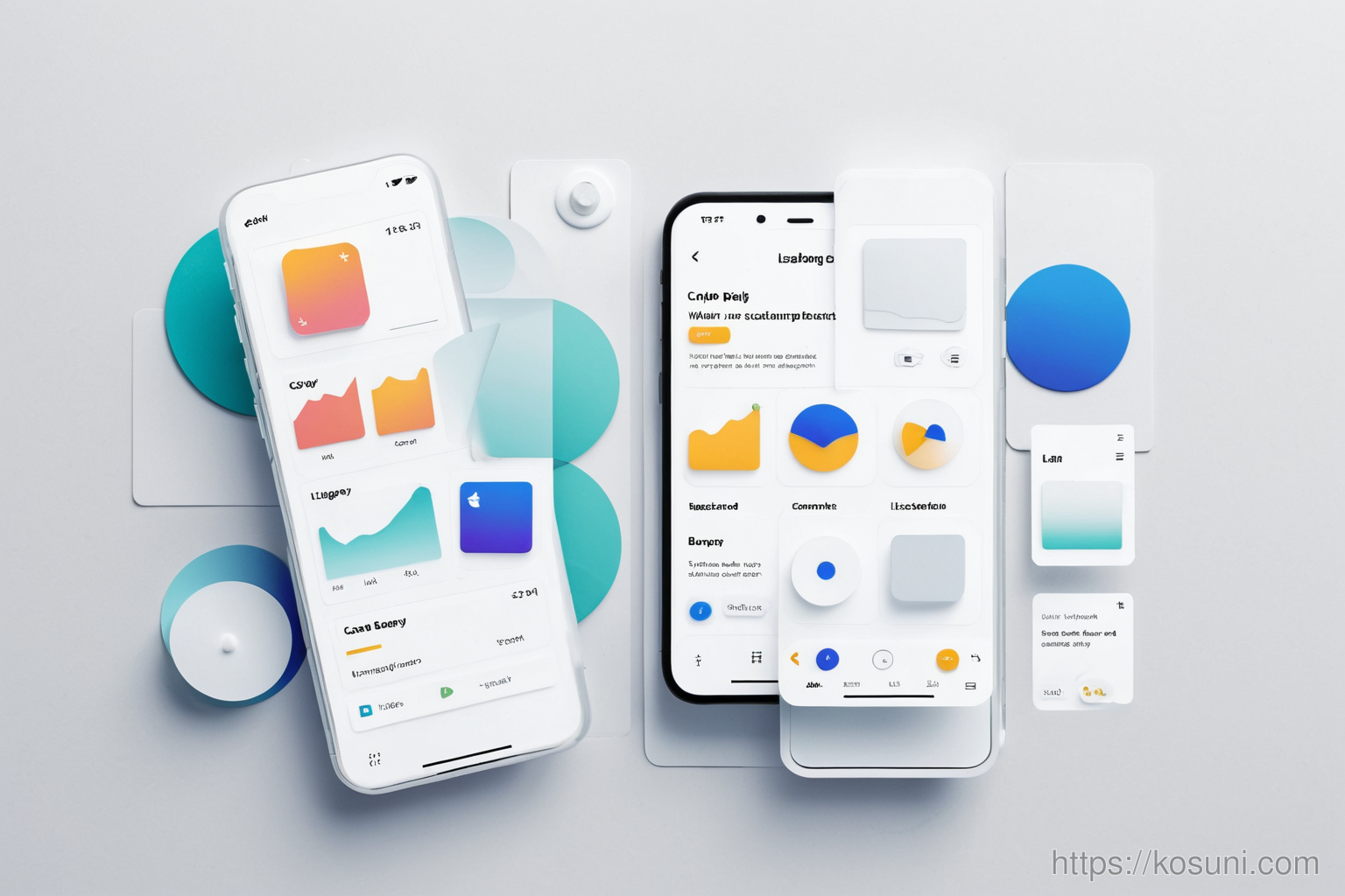 mobile UI component library with buttons and cards