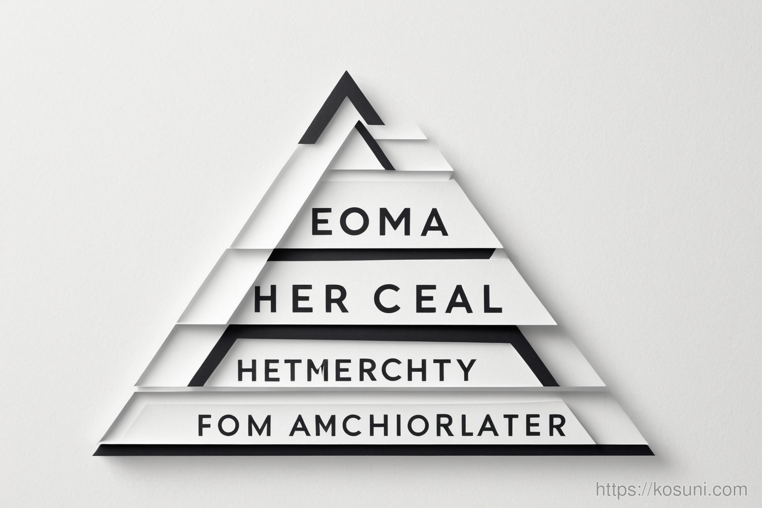 typography hierarchy with layered paper-cut shapes