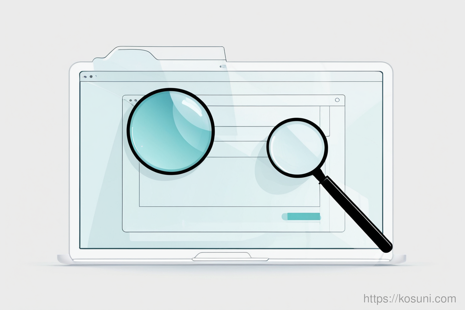 Browser window with magnifying glass over storage option