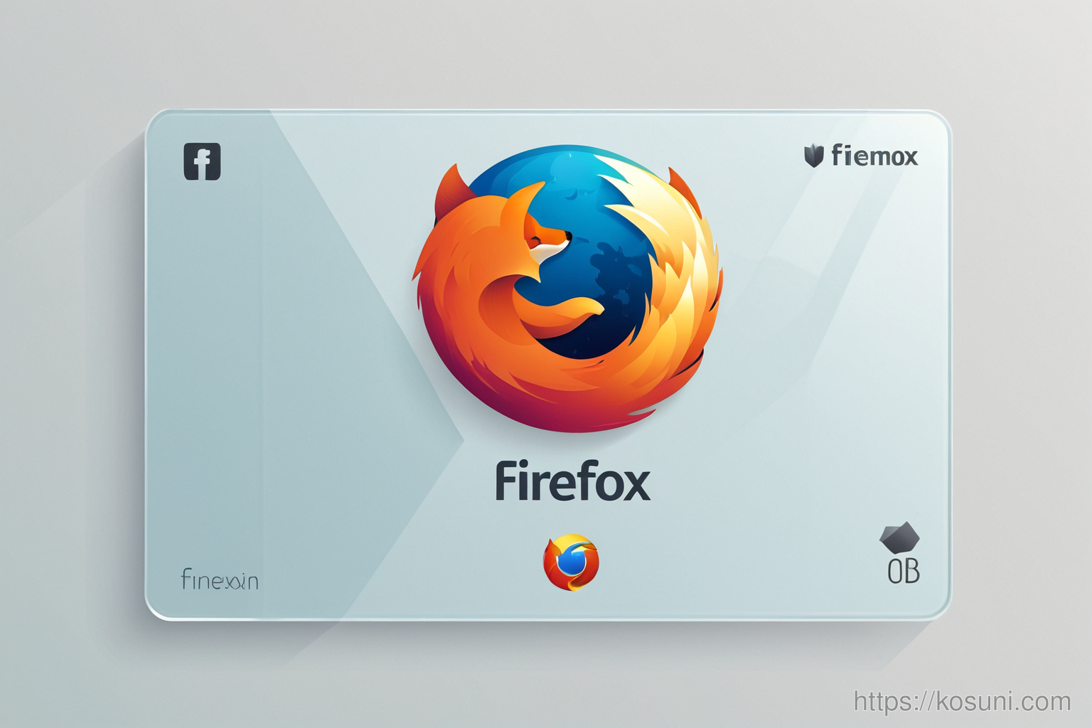 Firefox browser with UI elements on glass card