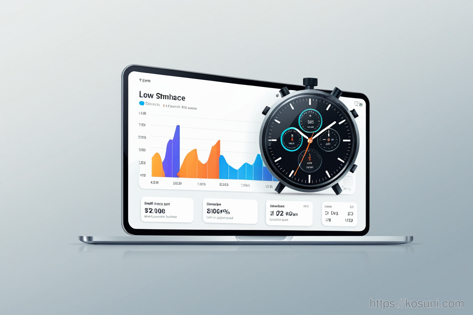 Stopwatch next to app with speedometer