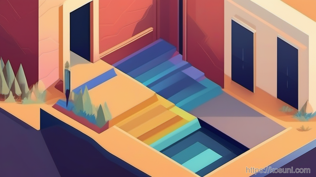 Stepped checklist tiles leading to a reset arrow