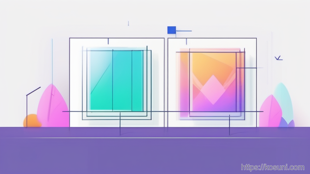 Translucent cards linked by arrows to a destination