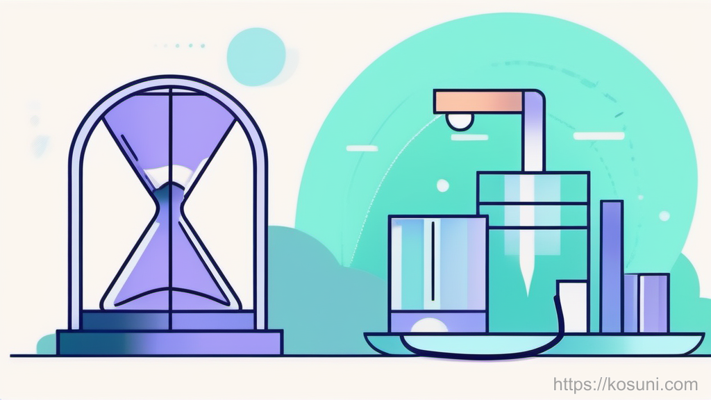 Hourglass wrapped in a network cable metaphor