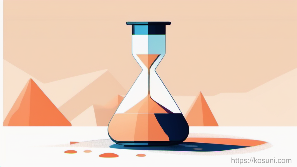 Funnel feeding sand into an hourglass metaphor